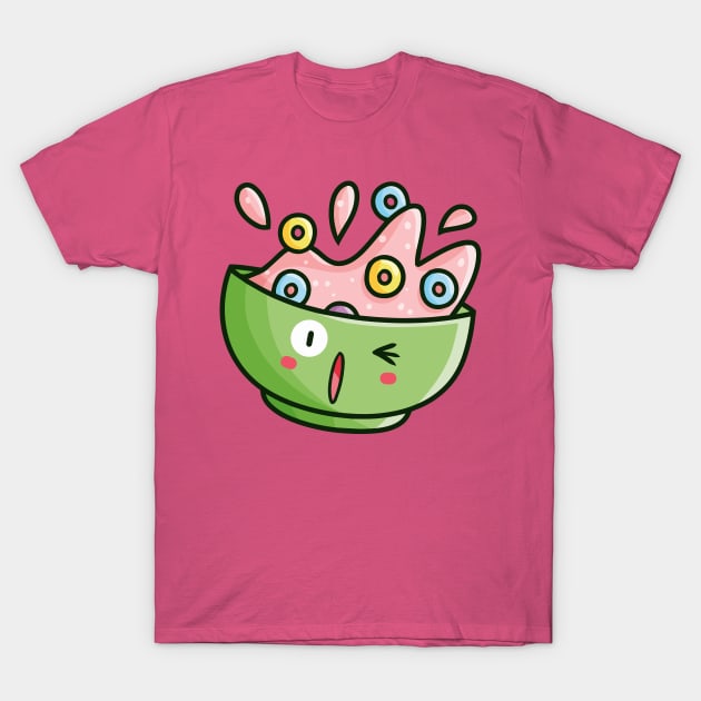 Kawaii Cereal Bowl T-Shirt by Jocularity Art